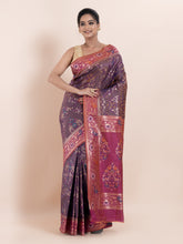KAVVYA TWO TONE PURPLE IKAT SILK SAREE